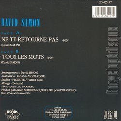 [Pochette de Ne te retourne pas (David SIMON) - verso]