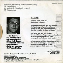 [Pochette de Mandela (apartheid, tout le Monde est l) (Gilles LANGOUREAU) - verso]