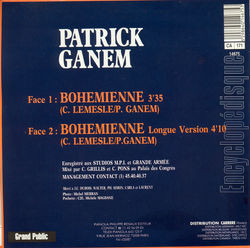[Pochette de Bohmienne (Patrick GANEM) - verso]