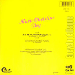 [Pochette de S’il te plait Monsieur (Marie-Christine BEY) - verso]