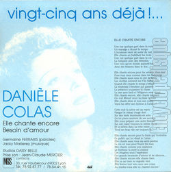 [Pochette de Elle chante encore (Danile COLAS) - verso]