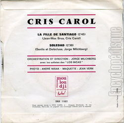 [Pochette de La fille de Santiago (Cris CAROL) - verso]