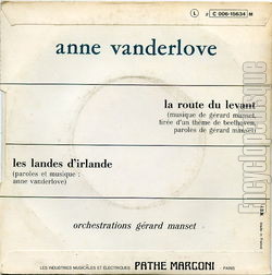 [Pochette de La route du Levant (Anne VANDERLOVE) - verso]