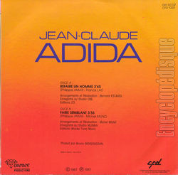 [Pochette de Refaire un homme (Jean-Claude ADIDA) - verso]