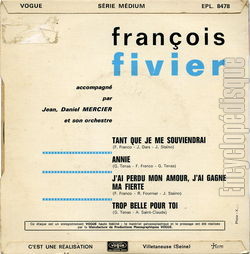 [Pochette de Tant que je me souviendrai (Franois FIVIER) - verso]