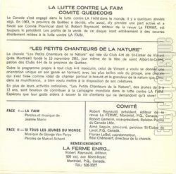 [Pochette de Club 4H de Vimont, Laval, Qubec (Les PETITS CHANTEURS DE LA NATURE) - verso]