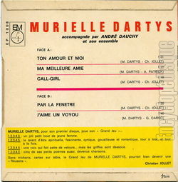[Pochette de Ma meilleure amie (Murielle DARTYS) - verso]