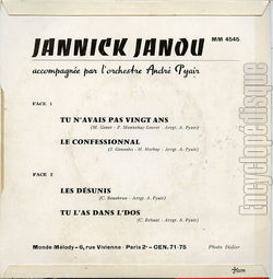 [Pochette de Tu n’avais pas vingt ans (Jannick JANOU) - verso]