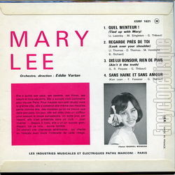 [Pochette de Quel menteur ! (Mary LEE) - verso]
