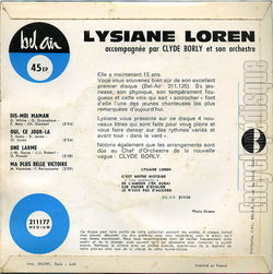 [Pochette de Dis-moi, maman (Lysiane LOREN) - verso]