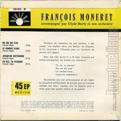 [Pochette de Ne me dis pas (Franois MONERET) - verso]