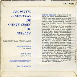[Pochette de Salve regina (Les PETITS CHANTEURS DE SAINTE-CROIX DE NEUILLY) - verso]