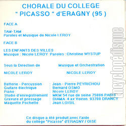[Pochette de Tam-Tam (Nicole LEROY et sa Chorale) - verso]