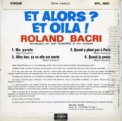 [Pochette de Et alors ? Et oil ! (Roland BACRI) - verso]