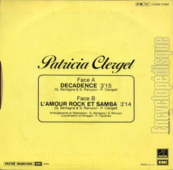 [Pochette de Dcadence (Patricia CLERGET) - verso]