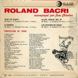 [Pochette de Tous les saints (Roland BACRI) - verso]