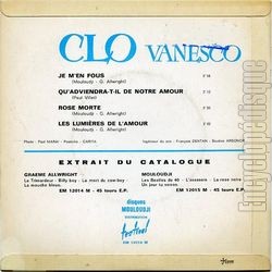 [Pochette de Je m’en fous (Clo VANESCO) - verso]