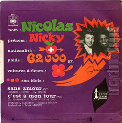[Pochette de Sans amour (Nicky NICOLAS) - verso]