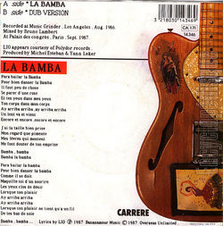 [Pochette de La Bamba (LOS PORTOS) - verso]