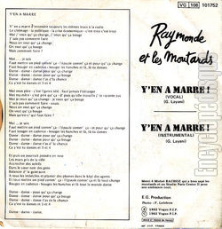 [Pochette de Y’en a marre (RAYMONDE ET LES MOUTARDS) - verso]