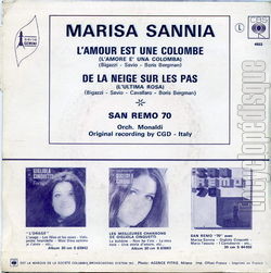 [Pochette de L’amour est une colombe (Marisa SANNIA) - verso]