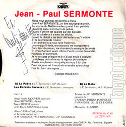 [Pochette de La moto (Jean-Paul SERMONTE) - verso]
