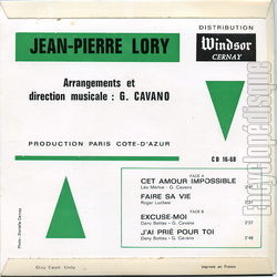 [Pochette de Cet amour impossible (Jean-Pierre LORY) - verso]
