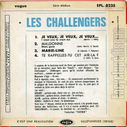 [Pochette de Je veux, je veux,je veux… (Les CHALLENGERS) - verso]