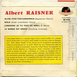 [Pochette de Alvin, pose ton harmonica (Albert RAISNER) - verso]