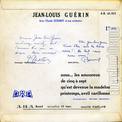 [Pochette de Nous…les amoureux (Jean-Louis GURIN) - verso]