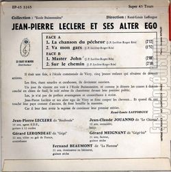 [Pochette de La chanson du pcheur (Jean-Pierre LECLRE et ses ALTER EGO) - verso]