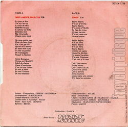 [Pochette de Mon amour pour toi (DANCA) - verso]