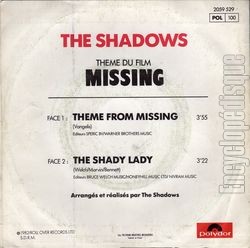 [Pochette de Missing (port disparu) (B.O.F.  Films ) - verso]