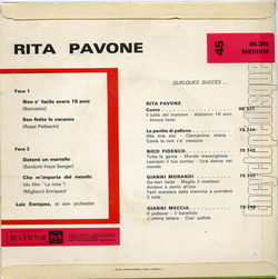 [Pochette de Non e’ facile avere 18 anni (Rita PAVONE) - verso]