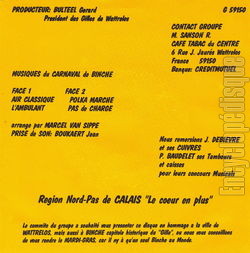 [Pochette de Musiques de carnaval (Les GILLES DE WATTRELOS) - verso]