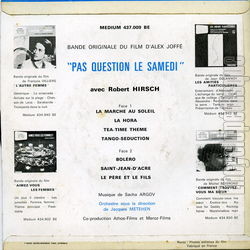 [Pochette de Pas question le samedi (B.O.F.  Films ) - verso]