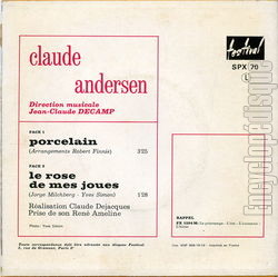 [Pochette de Porcelain (Claude ANDERSEN) - verso]
