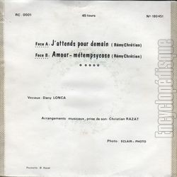 [Pochette de J’attends pour demain (Rmy CHRETIEN) - verso]