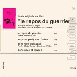[Pochette de Le repos du guerrier (B.O.F.  Films ) - verso]