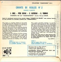 [Pochette de Chants de veille n2 - Chants d’amiti (Les CHANTOVENTS) - verso]