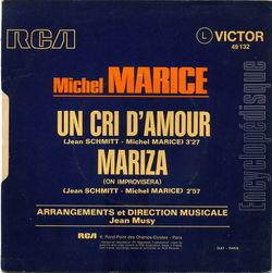 [Pochette de Un cri d’amour (Michel MARICE) - verso]