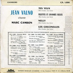 [Pochette de Jean Valno chante Marc Cambon (Jean VALNO) - verso]