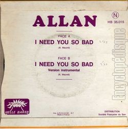 [Pochette de I need you so bad (ALLAN) - verso]