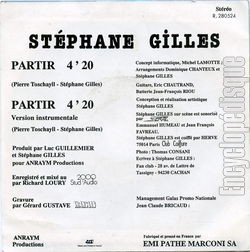 [Pochette de Partir (Stphane GILLES) - verso]