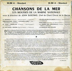 [Pochette de Chansons de la mer (Les MOUSSES DE LA MARINE NATIONALE) - verso]
