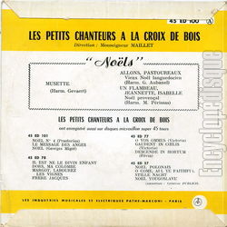 [Pochette de Nols (Les PETITS CHANTEURS  LA CROIX DE BOIS) - verso]