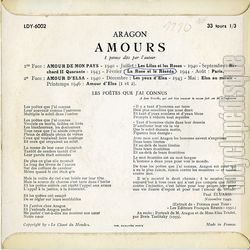 [Pochette de Amours (Louis ARAGON) - verso]