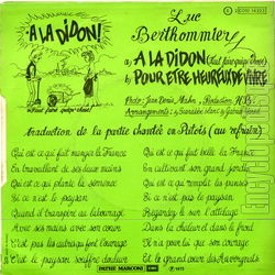 [Pochette de A la didon (…faut faire quequ’chose) (Luc BERTHOMMIER) - verso]
