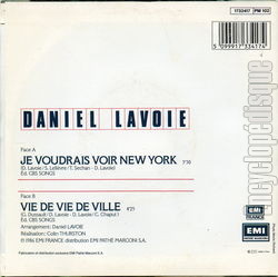 [Pochette de Je voudrais voir New York (Daniel LAVOIE) - verso]