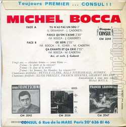 [Pochette de Tu n’as pas un sou (Michel BOCCA) - verso]
